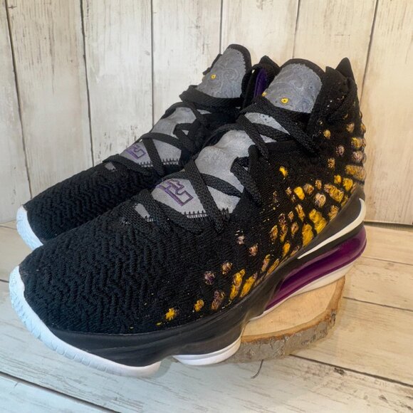 Nike Lebron XVII 17 Mens 7.5 "Lake Show" Black / White / Eggplant [BQ3177-004] - Picture 2 of 12